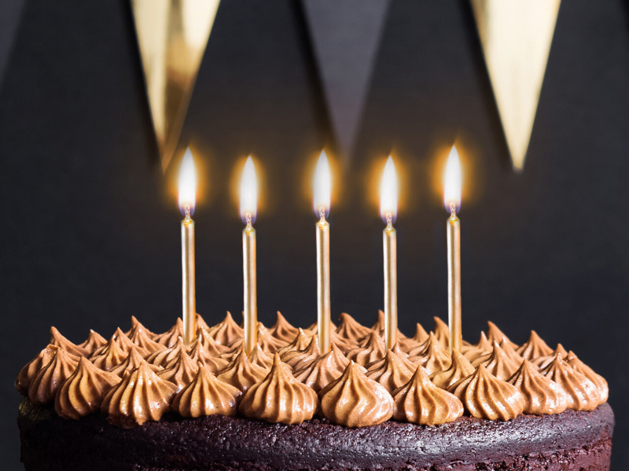 PartyDeco Taartkaarsjes goud (6 st 6 cm)