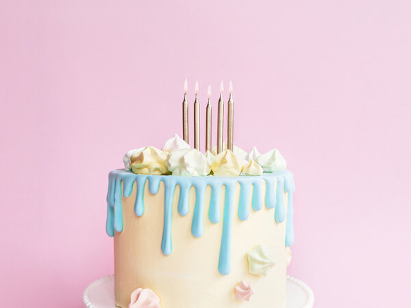 PartyDeco Taartkaarsjes goud (6 st 6 cm)