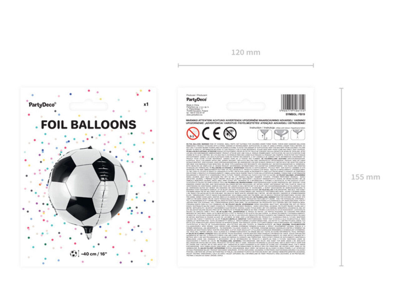 PartyDeco Folieballon Voetbal (40 cm) PartyDeco Folieballon Voetbal (40 cm)