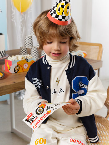 PartyDeco Feesthoedjes Geblokte Vlag (6 st 16 cm)