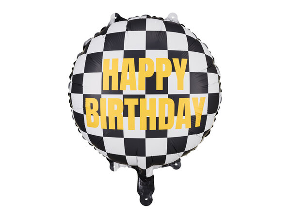 PartyDeco Folieballon Geblokte Vlag Happy Birthday (45 cm) PartyDeco Folieballon Geblokte Vlag Happy Birthday (45 cm)