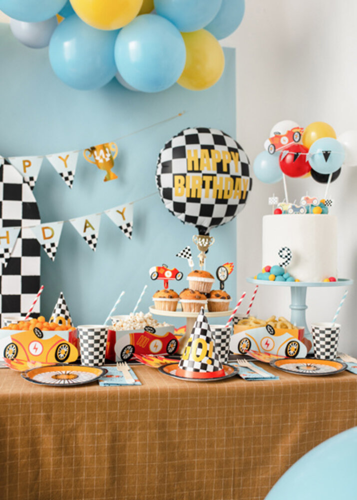 PartyDeco Folieballon Geblokte Vlag Happy Birthday (45 cm) PartyDeco Folieballon Geblokte Vlag Happy Birthday (45 cm)
