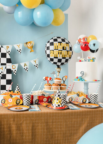 PartyDeco Folieballon Geblokte Vlag Happy Birthday (45 cm) PartyDeco Folieballon Geblokte Vlag Happy Birthday (45 cm)