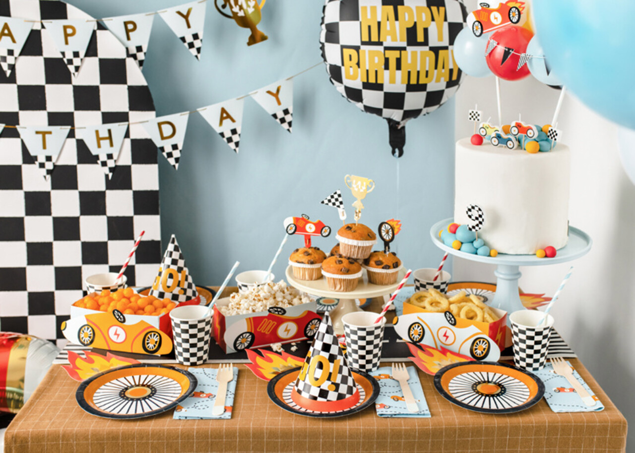 PartyDeco Folieballon Geblokte Vlag Happy Birthday (45 cm) PartyDeco Folieballon Geblokte Vlag Happy Birthday (45 cm)