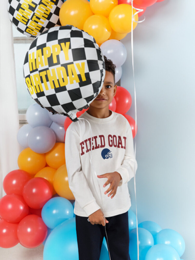 PartyDeco Folieballon Geblokte Vlag Happy Birthday (45 cm) PartyDeco Folieballon Geblokte Vlag Happy Birthday (45 cm)