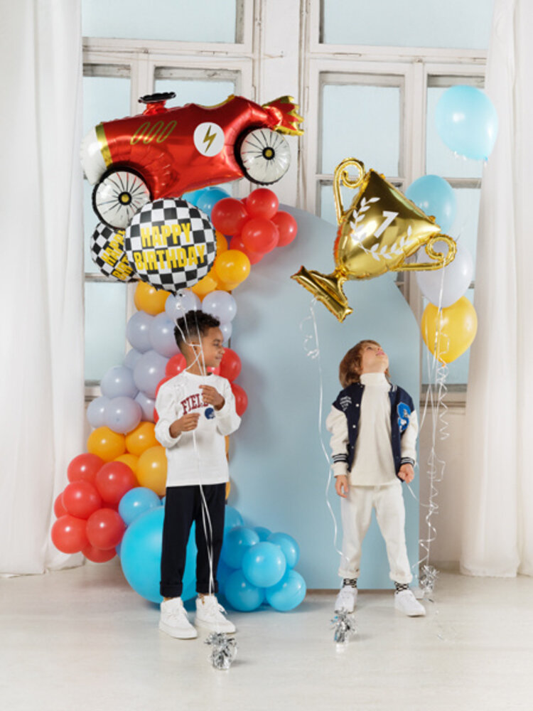 PartyDeco Folieballon Geblokte Vlag Happy Birthday (45 cm) PartyDeco Folieballon Geblokte Vlag Happy Birthday (45 cm)