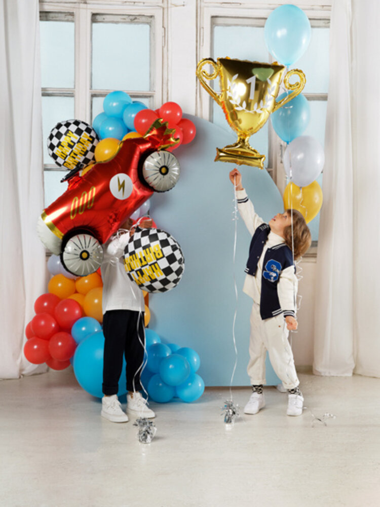 PartyDeco Folieballon Geblokte Vlag Happy Birthday (45 cm) PartyDeco Folieballon Geblokte Vlag Happy Birthday (45 cm)