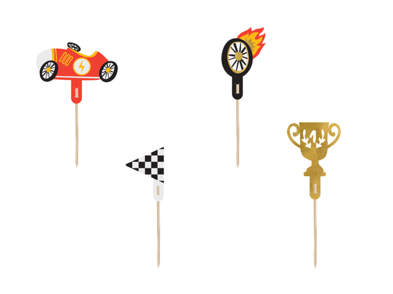 PartyDeco Taarttopper Cars (4 st mix 12 cm) PartyDeco Taarttopper Cars (4 st mix 12 cm)