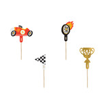 PartyDeco Taarttopper Cars (4 st mix 12 cm)