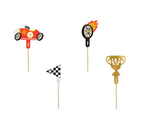 PartyDeco Taarttopper Cars (4 st mix 12 cm) PartyDeco Taarttopper Cars (4 st mix 12 cm)