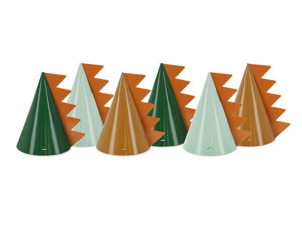 PartyDeco Feesthoedjes Dino (6 st mix 14 cm) PartyDeco Feesthoedjes Dino (6 st mix 14 cm)