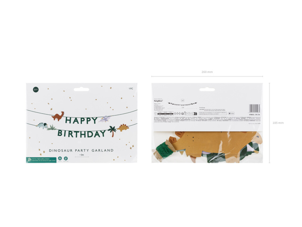 PartyDeco Slinger Happy Birthday Dino (3 m) PartyDeco Slinger Happy Birthday Dino (3 m)