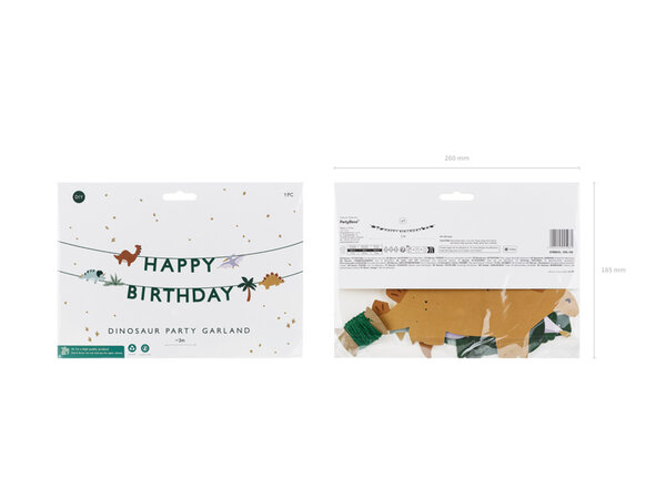 PartyDeco Slinger Happy Birthday Dino (3 m) PartyDeco Slinger Happy Birthday Dino (3 m)
