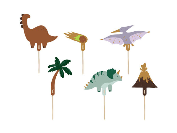 PartyDeco Taarttopper Dino (6 st mix 8-12 cm) PartyDeco Taarttopper Dino (6 st mix 8-12 cm)