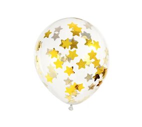 PartyDeco Ballon Confetti Stars Goud (6st 30 cm) PartyDeco Ballon Confetti Stars Goud (6st 30 cm)