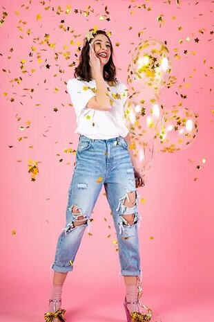 PartyDeco Ballon Confetti Stars Goud (6st 30 cm)