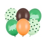 PartyDeco Ballon Dino (6 st mix 30 cm)