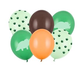 PartyDeco Ballon Dino (6 st mix 30 cm) PartyDeco Ballon Dino (6 st mix 30 cm)