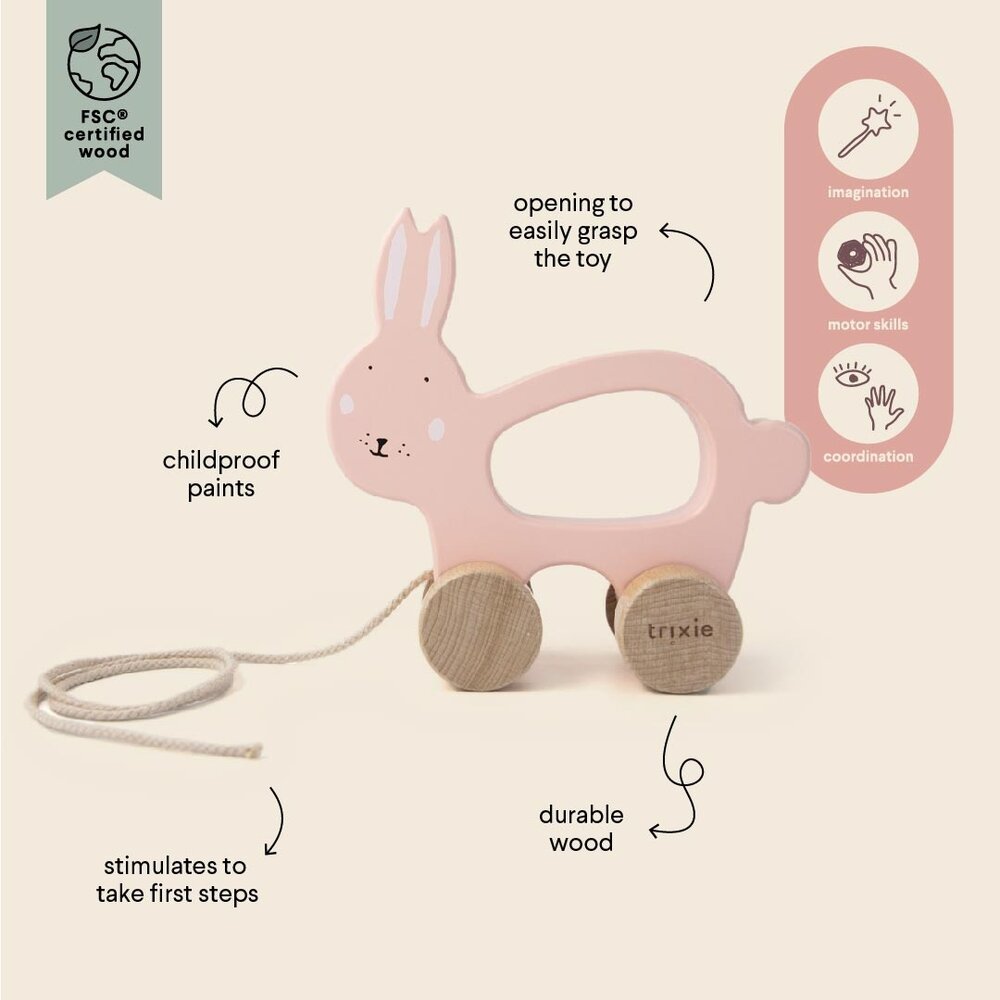 Trixie Houten trekspeeltje - Mrs. Rabbit Trixie Houten trekspeeltje - Mrs. Rabbit