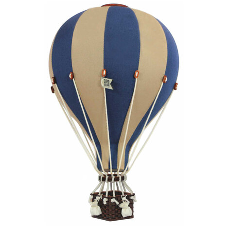 Super Balloon Luchtballon - beige en donkerblauw (Groot)