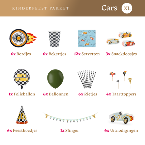 Balune Kinderfeest Pakket Cars XL (57 delig) Balune Kinderfeest Pakket Cars XL (57 delig)