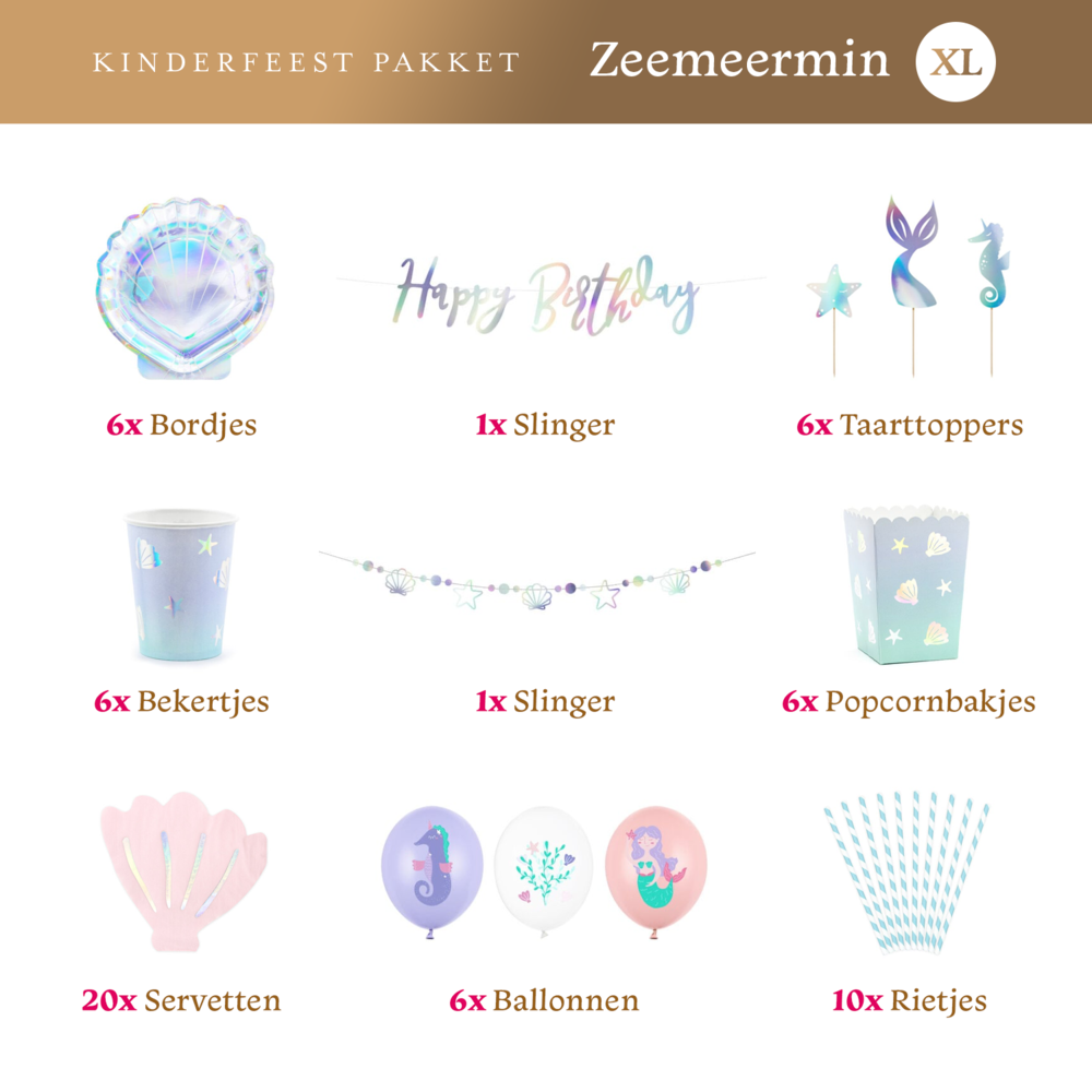 Balune Kinderfeest Pakket Zeemeermin XL (62 delig) Balune Kinderfeest Pakket Zeemeermin XL (62 delig)