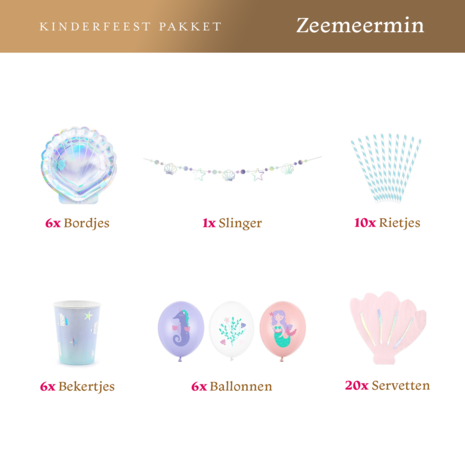 Balune Kinderfeest Pakket Zeemeermin (49 delig) Balune Kinderfeest Pakket Zeemeermin (49 delig)