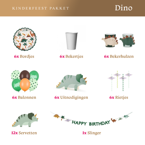 Balune Kinderfeest Pakket Dino (49 delig)