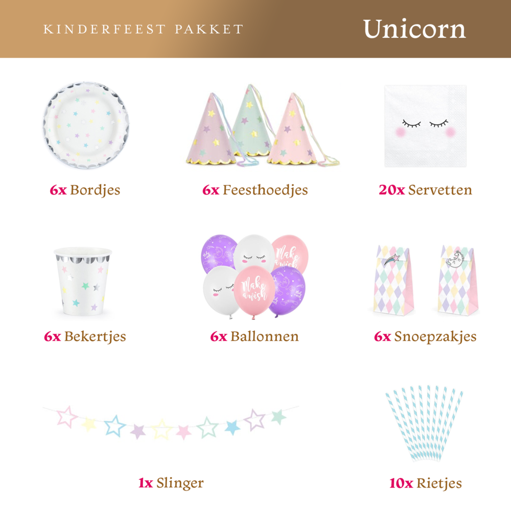 Balune Kinderfeest Pakket Unicorn (61 delig)