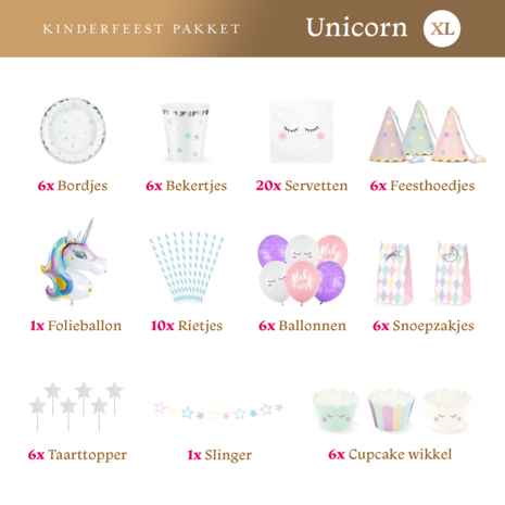 Balune Kinderfeest Pakket Unicorn XL (74 delig)