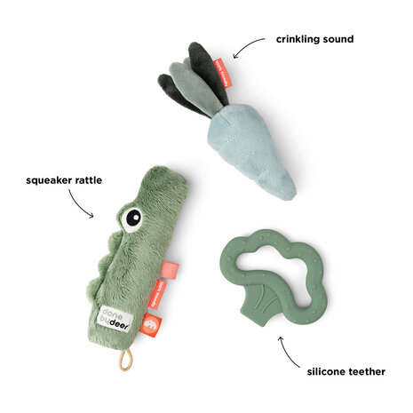 Done by Deer Kleine activiteitenspeelgoed set - 3 stuks - Croco green Done by Deer Kleine activiteitenspeelgoed set - 3 stuks - Croco green