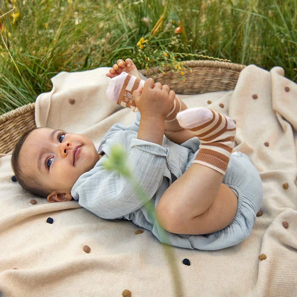 Lässig Gebreid dekentje GOTS - Dots nature 80x100 Lässig Gebreid dekentje GOTS - Dots nature 80x100