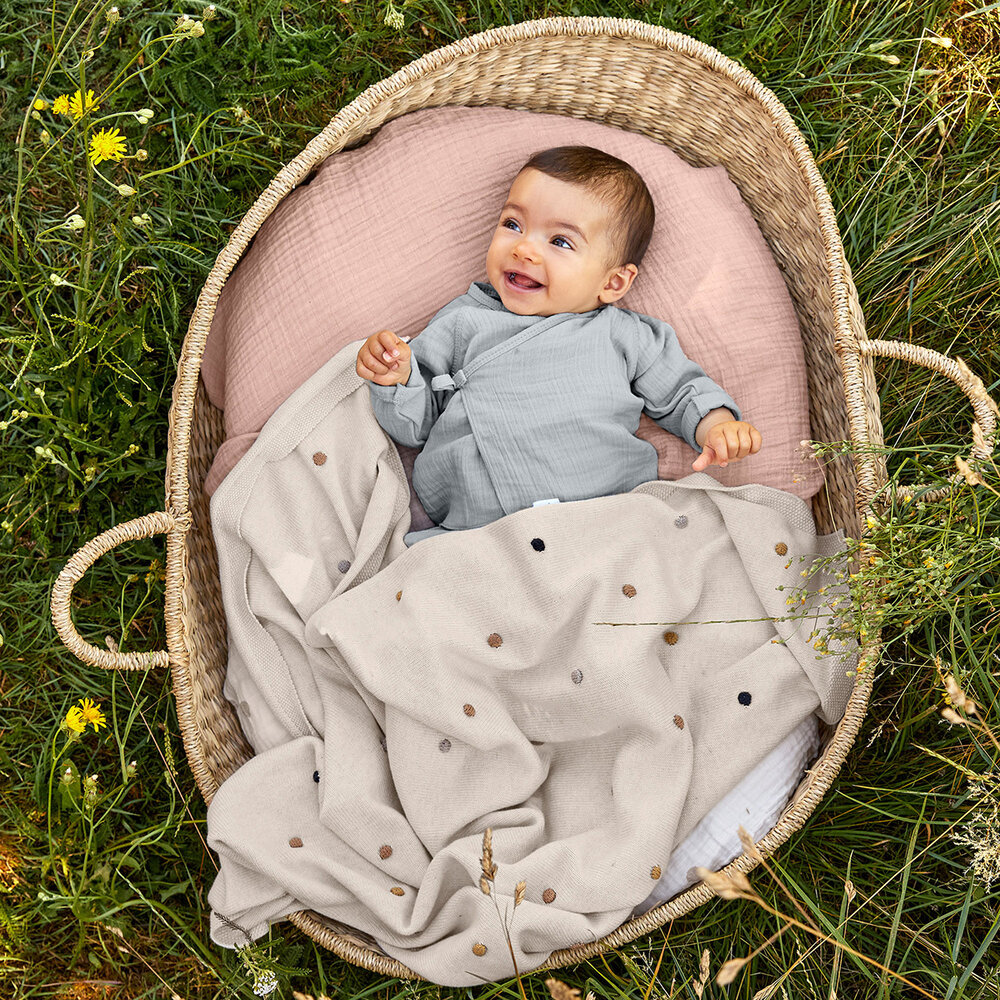 Lässig Gebreid dekentje GOTS - Dots nature 80x100 Lässig Gebreid dekentje GOTS - Dots nature 80x100