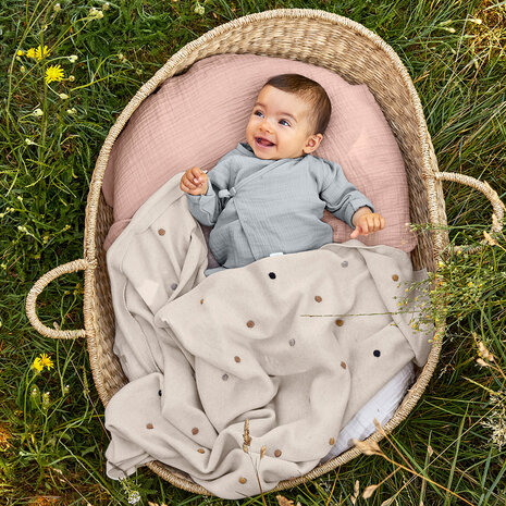 Lässig Gebreid dekentje GOTS - Dots nature 80x100 Lässig Gebreid dekentje GOTS - Dots nature 80x100