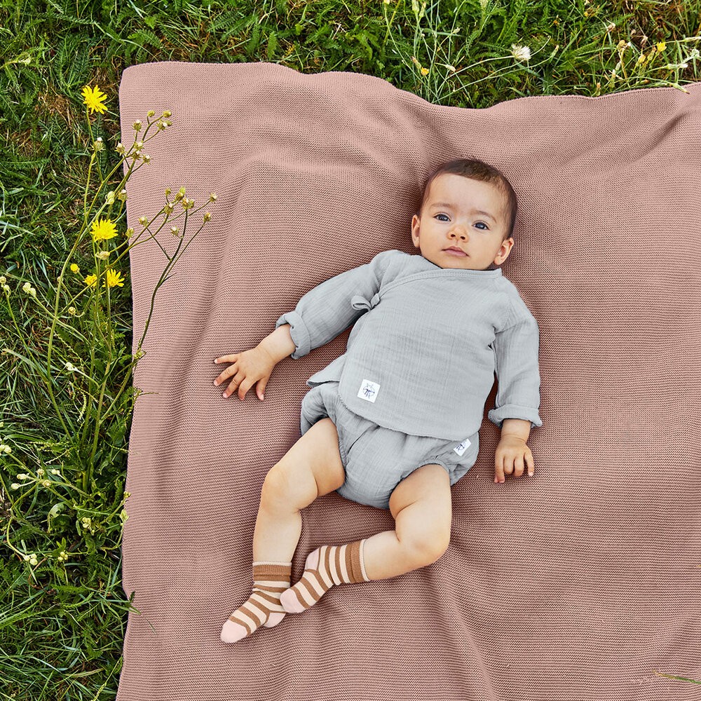 Lässig Gebreid dekentje GOTS - Frizzy roze 80x100