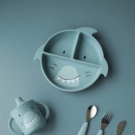 Trixie Siliconen vakjes bord met zuignap - Mr. Shark