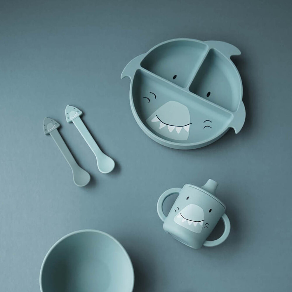 Trixie Siliconen vakjes bord met zuignap - Mr. Shark