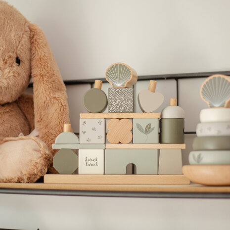 Label Label Stapelblokken huisje - Olijfgroen Label Label Stapelblokken huisje - Olijfgroen