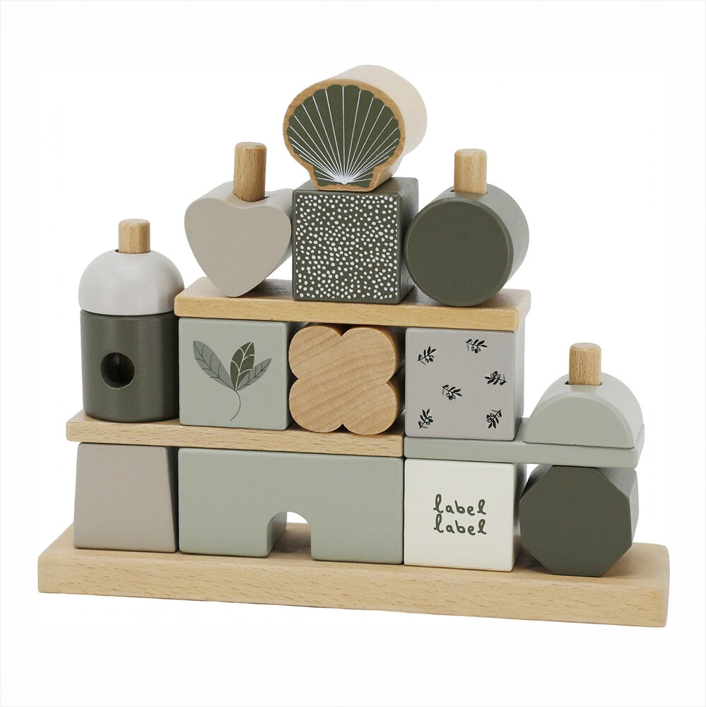 Label Label Stapelblokken huisje - Olijfgroen Label Label Stapelblokken huisje - Olijfgroen