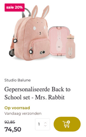 Studio Balune Gepersonaliseerde Back to School set - Mrs. Rabbit