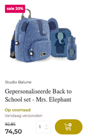 Studio Balune Gepersonaliseerde Back to School set - Mrs. Elephant
