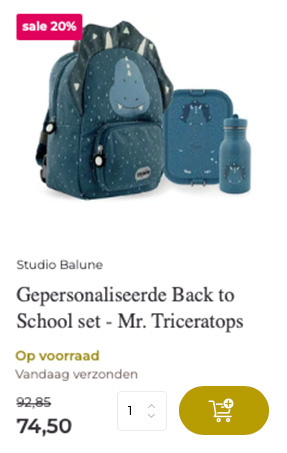 Studio Balune Gepersonaliseerde Back to School set - Mr. Triceratops
