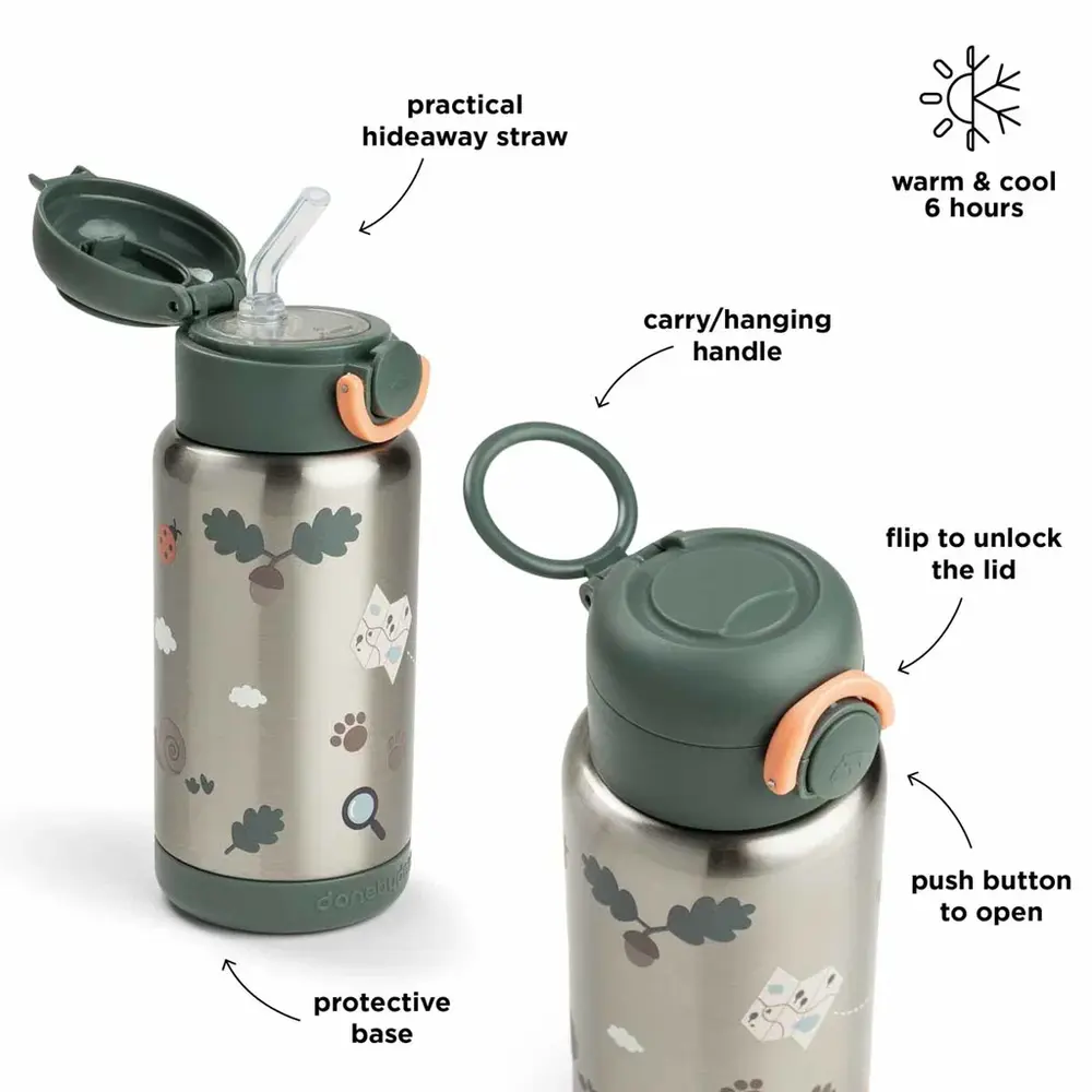 Done by Deer Geisoleerde drinkfles Tiny Trails - Groen
