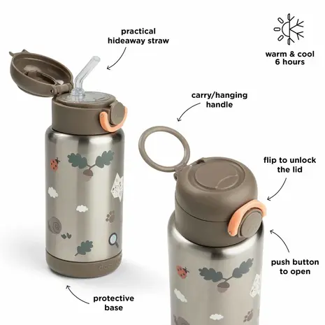 Done by Deer Geisoleerde drinkfles Tiny Trails - Zand