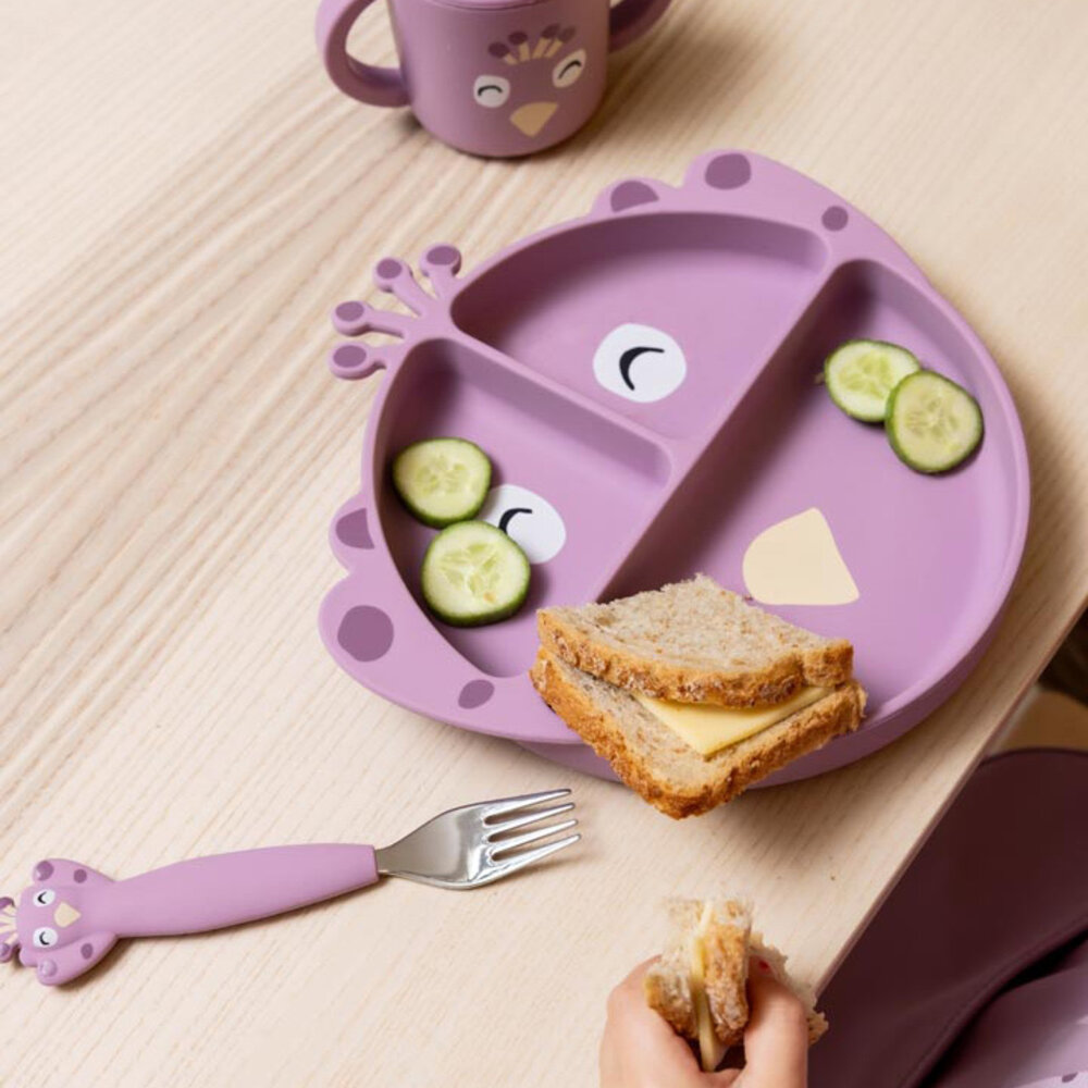 Trixie Siliconen vakjes bord met zuignap - Mrs. Peacock