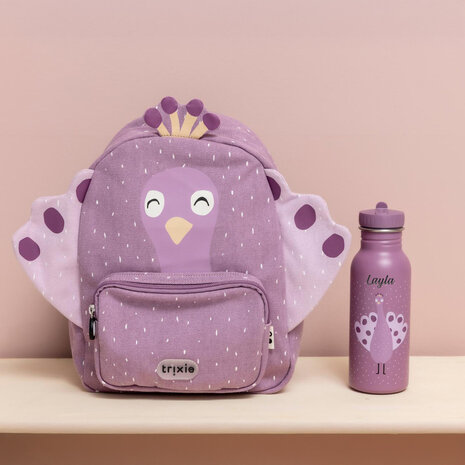 Studio Balune  Gepersonaliseerde Trixie Drinkfles 500ml - Mrs. Peacock