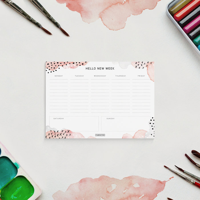 Weekplanner compact Waterverf EN A5