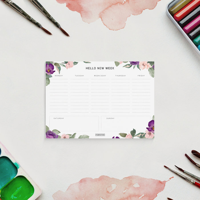 Weekplanner compact Bloemen EN A5