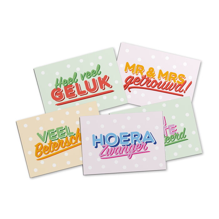 Ansichtkaartenset Tekst Kleur