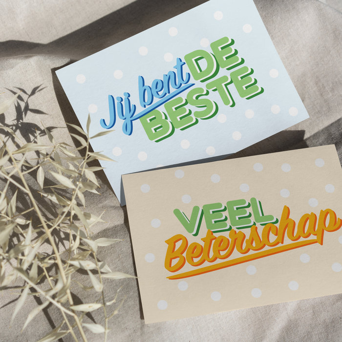 Ansichtkaartenset Tekst Kleur